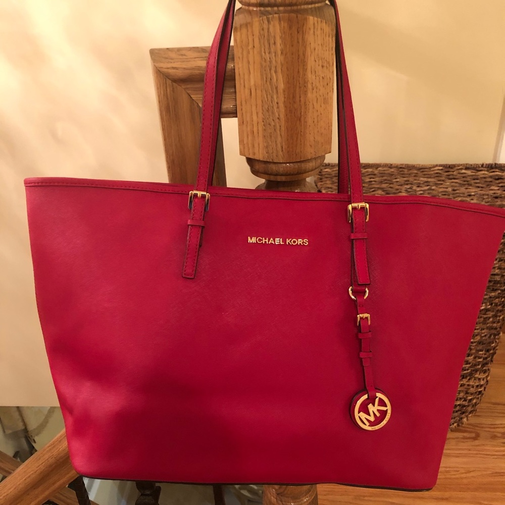 Michael Kors red tote bag
